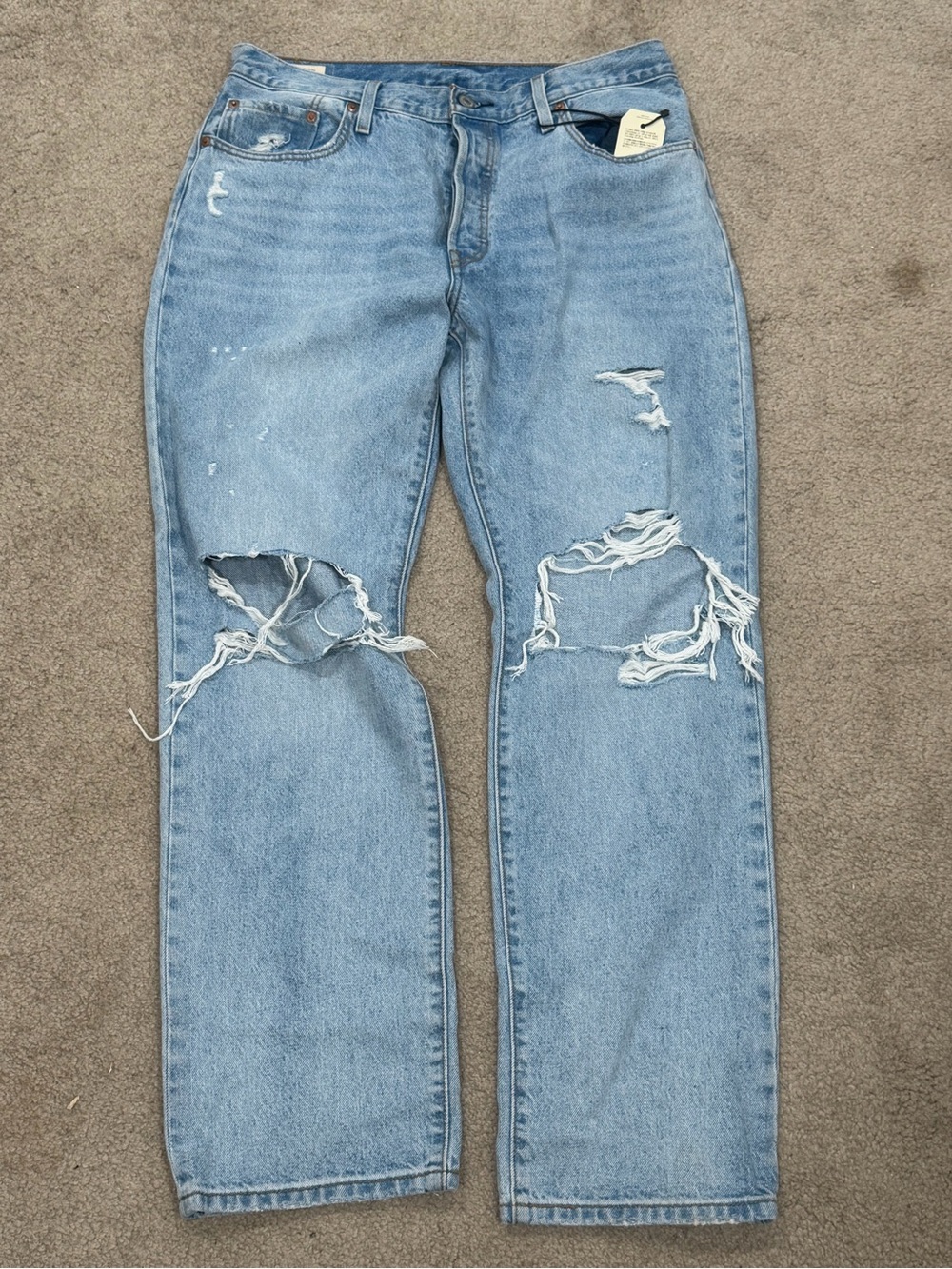 Levi's 501 Women’s 32 Light Blue Distressed Straight-Leg Jeans